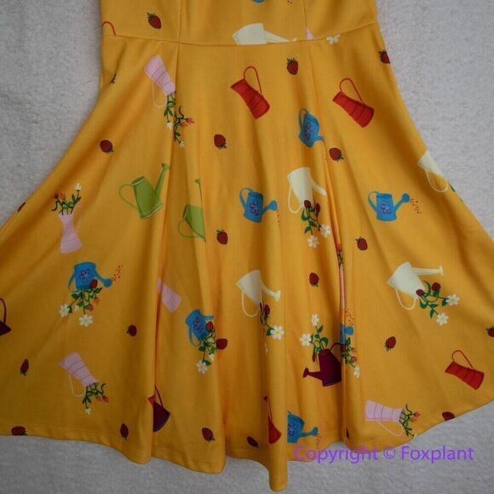 Unique Vintage Gwynnie Bee Garden Party‎ Yellow Dress, M - Picture 5 of 15